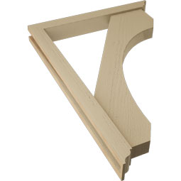 Ekena Millwork - BKTUR0352X28X40LEC01RCPR - Timberthane Faux Wood Legacy Style Bracket w/ Offset Brace, Traditional Ends, 3 1/2"W x 28"D x 40"H, Primed Tan