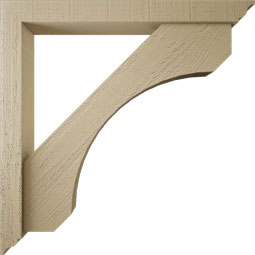 Ekena Millwork - BKTUR0352X30X30LEC01RCPR - Timberthane Faux Wood Legacy Style Bracket w/ Offset Brace, Traditional Ends, 3 1/2"W x 30"D x 30"H, Primed Tan