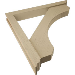 Ekena Millwork - BKTUR0352X30X30LEC01RCPR - Timberthane Faux Wood Legacy Style Bracket w/ Offset Brace, Traditional Ends, 3 1/2"W x 30"D x 30"H, Primed Tan