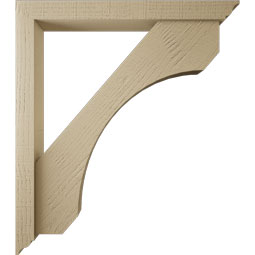 Ekena Millwork - BKTUR0352X30X34LEC01RCPR - Timberthane Faux Wood Legacy Style Bracket w/ Offset Brace, Traditional Ends, 3 1/2"W x 30"D x 34"H, Primed Tan