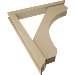Ekena Millwork - BKTUR0352X30X34LEC01RCPR - Timberthane Faux Wood Legacy Style Bracket w/ Offset Brace, Traditional Ends, 3 1/2"W x 30"D x 34"H, Primed Tan