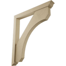 Ekena Millwork - BKTUR0352X30X34LEC01RCPR - Timberthane Faux Wood Legacy Style Bracket w/ Offset Brace, Traditional Ends, 3 1/2"W x 30"D x 34"H, Primed Tan