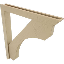 Ekena Millwork - BKTUR0352X30X36LEC01RCPR - Timberthane Faux Wood Legacy Style Bracket w/ Offset Brace, Traditional Ends, 3 1/2"W x 30"D x 36"H, Primed Tan