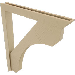 Ekena Millwork - BKTUR0352X30X38LEC01RCPR - Timberthane Faux Wood Legacy Style Bracket w/ Offset Brace, Traditional Ends, 3 1/2"W x 30"D x 38"H, Primed Tan