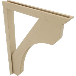 Ekena Millwork - BKTUR0352X30X42LEC01RCPR - Timberthane Faux Wood Legacy Style Bracket w/ Offset Brace, Traditional Ends, 3 1/2"W x 30"D x 42"H, Primed Tan