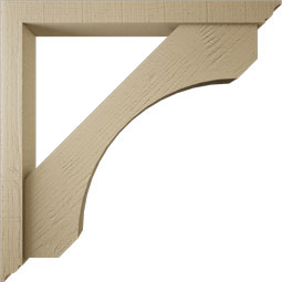 Ekena Millwork - BKTUR0352X32X32LEC01RCPR - Timberthane Faux Wood Legacy Style Bracket w/ Offset Brace, Traditional Ends, 3 1/2"W x 32"D x 32"H, Primed Tan