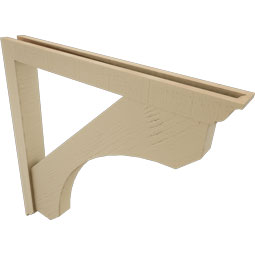 Ekena Millwork - BKTUR0352X32X32LEC01RCPR - Timberthane Faux Wood Legacy Style Bracket w/ Offset Brace, Traditional Ends, 3 1/2"W x 32"D x 32"H, Primed Tan
