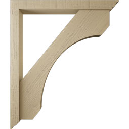 Ekena Millwork - BKTUR0352X32X38LEC01RCPR - Timberthane Faux Wood Legacy Style Bracket w/ Offset Brace, Traditional Ends, 3 1/2"W x 32"D x 38"H, Primed Tan