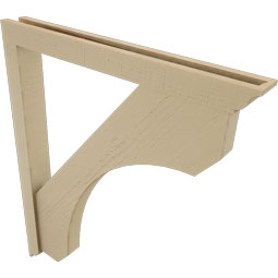 Ekena Millwork - BKTUR0352X32X38LEC01RCPR - Timberthane Faux Wood Legacy Style Bracket w/ Offset Brace, Traditional Ends, 3 1/2"W x 32"D x 38"H, Primed Tan