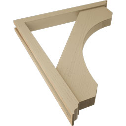 Ekena Millwork - BKTUR0352X32X38LEC01RCPR - Timberthane Faux Wood Legacy Style Bracket w/ Offset Brace, Traditional Ends, 3 1/2"W x 32"D x 38"H, Primed Tan