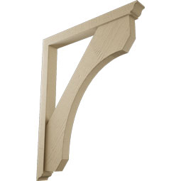 Ekena Millwork - BKTUR0352X32X40LEC01RCPR - Timberthane Faux Wood Legacy Style Bracket w/ Offset Brace, Traditional Ends, 3 1/2"W x 32"D x 40"H, Primed Tan