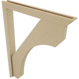 Ekena Millwork - BKTUR0352X32X44LEC01RCPR - Timberthane Faux Wood Legacy Style Bracket w/ Offset Brace, Traditional Ends, 3 1/2"W x 32"D x 44"H, Primed Tan