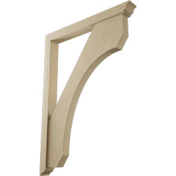 Ekena Millwork - BKTUR0352X32X44LEC01RCPR - Timberthane Faux Wood Legacy Style Bracket w/ Offset Brace, Traditional Ends, 3 1/2"W x 32"D x 44"H, Primed Tan