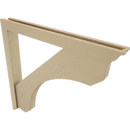 Ekena Millwork - BKTUR0352X34X34LEC01RCPR - Timberthane Faux Wood Legacy Style Bracket w/ Offset Brace, Traditional Ends, 3 1/2"W x 34"D x 34"H, Primed Tan