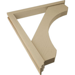 Ekena Millwork - BKTUR0352X34X38LEC01RCPR - Timberthane Faux Wood Legacy Style Bracket w/ Offset Brace, Traditional Ends, 3 1/2"W x 34"D x 38"H, Primed Tan