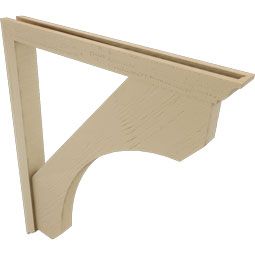 Ekena Millwork - BKTUR0352X34X40LEC01RCPR - Timberthane Faux Wood Legacy Style Bracket w/ Offset Brace, Traditional Ends, 3 1/2"W x 34"D x 40"H, Primed Tan