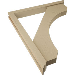 Ekena Millwork - BKTUR0352X34X40LEC01RCPR - Timberthane Faux Wood Legacy Style Bracket w/ Offset Brace, Traditional Ends, 3 1/2"W x 34"D x 40"H, Primed Tan