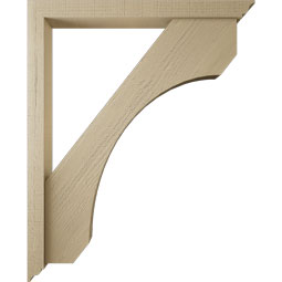 Ekena Millwork - BKTUR0352X34X42LEC01RCPR - Timberthane Faux Wood Legacy Style Bracket w/ Offset Brace, Traditional Ends, 3 1/2"W x 34"D x 42"H, Primed Tan