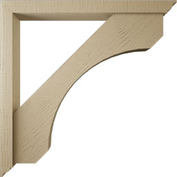 Ekena Millwork - BKTUR0352X36X36LEC01RCPR - Timberthane Faux Wood Legacy Style Bracket w/ Offset Brace, Traditional Ends, 3 1/2"W x 36"D x 36"H, Primed Tan