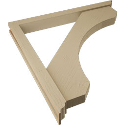 Ekena Millwork - BKTUR0352X36X36LEC01RCPR - Timberthane Faux Wood Legacy Style Bracket w/ Offset Brace, Traditional Ends, 3 1/2"W x 36"D x 36"H, Primed Tan