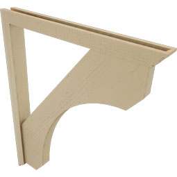 Ekena Millwork - BKTUR0352X36X44LEC01RCPR - Timberthane Faux Wood Legacy Style Bracket w/ Offset Brace, Traditional Ends, 3 1/2"W x 36"D x 44"H, Primed Tan