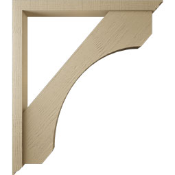 Ekena Millwork - BKTUR0352X38X44LEC01RCPR - Timberthane Faux Wood Legacy Style Bracket w/ Offset Brace, Traditional Ends, 3 1/2"W x 38"D x 44"H, Primed Tan