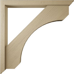 Ekena Millwork - BKTUR0352X40X40LEC01RCPR - Timberthane Faux Wood Legacy Style Bracket w/ Offset Brace, Traditional Ends, 3 1/2"W x 40"D x 40"H, Primed Tan
