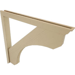 Ekena Millwork - BKTUR0352X40X40LEC01RCPR - Timberthane Faux Wood Legacy Style Bracket w/ Offset Brace, Traditional Ends, 3 1/2"W x 40"D x 40"H, Primed Tan