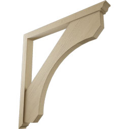 Ekena Millwork - BKTUR0352X40X40LEC01RCPR - Timberthane Faux Wood Legacy Style Bracket w/ Offset Brace, Traditional Ends, 3 1/2"W x 40"D x 40"H, Primed Tan