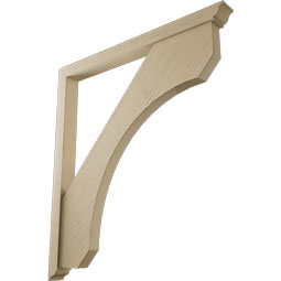 Ekena Millwork - BKTUR0352X40X44LEC01RCPR - Timberthane Faux Wood Legacy Style Bracket w/ Offset Brace, Traditional Ends, 3 1/2"W x 40"D x 44"H, Primed Tan