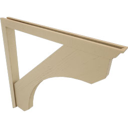 Ekena Millwork - BKTUR0352X42X42LEC01RCPR - Timberthane Faux Wood Legacy Style Bracket w/ Offset Brace, Traditional Ends, 3 1/2"W x 42"D x 42"H, Primed Tan