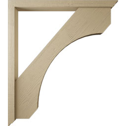 Ekena Millwork - BKTUR0352X42X48LEC01RCPR - Timberthane Faux Wood Legacy Style Bracket w/ Offset Brace, Traditional Ends, 3 1/2"W x 42"D x 48"H, Primed Tan