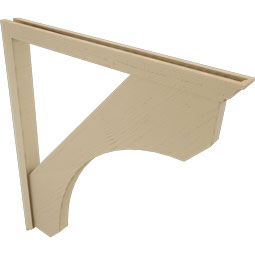 Ekena Millwork - BKTUR0352X42X48LEC01RCPR - Timberthane Faux Wood Legacy Style Bracket w/ Offset Brace, Traditional Ends, 3 1/2"W x 42"D x 48"H, Primed Tan