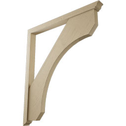 Ekena Millwork - BKTUR0352X42X48LEC01RCPR - Timberthane Faux Wood Legacy Style Bracket w/ Offset Brace, Traditional Ends, 3 1/2"W x 42"D x 48"H, Primed Tan