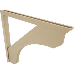 Ekena Millwork - BKTUR0352X46X46LEC01RCPR - Timberthane Faux Wood Legacy Style Bracket w/ Offset Brace, Traditional Ends, 3 1/2"W x 46"D x 46"H, Primed Tan