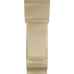 Ekena Millwork - BKTUR0554X14X18LEC01RCPR - Timberthane Faux Wood Legacy Style Bracket w/ Offset Brace, Traditional Ends, 5 1/2"W x 14"D x 18"H, Primed Tan
