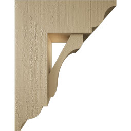 Ekena Millwork - BKTUR0554X14X18LEC01RCPR - Timberthane Faux Wood Legacy Style Bracket w/ Offset Brace, Traditional Ends, 5 1/2"W x 14"D x 18"H, Primed Tan