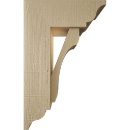 Ekena Millwork - BKTUR0554X14X22LEC01RCPR - Timberthane Faux Wood Legacy Style Bracket w/ Offset Brace, Traditional Ends, 5 1/2"W x 14"D x 22"H, Primed Tan
