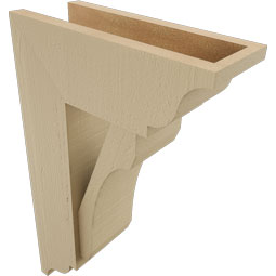 Ekena Millwork - BKTUR0554X14X22LEC01RCPR - Timberthane Faux Wood Legacy Style Bracket w/ Offset Brace, Traditional Ends, 5 1/2"W x 14"D x 22"H, Primed Tan
