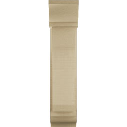 Ekena Millwork - BKTUR0554X14X26LEC01RCPR - Timberthane Faux Wood Legacy Style Bracket w/ Offset Brace, Traditional Ends, 5 1/2"W x 14"D x 26"H, Primed Tan