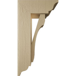 Ekena Millwork - BKTUR0554X14X26LEC01RCPR - Timberthane Faux Wood Legacy Style Bracket w/ Offset Brace, Traditional Ends, 5 1/2"W x 14"D x 26"H, Primed Tan