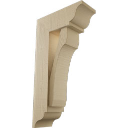 Ekena Millwork - BKTUR0554X14X26LEC01RCPR - Timberthane Faux Wood Legacy Style Bracket w/ Offset Brace, Traditional Ends, 5 1/2"W x 14"D x 26"H, Primed Tan
