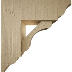 Ekena Millwork - BKTUR0554X16X16LEC01RCPR - Timberthane Faux Wood Legacy Style Bracket w/ Offset Brace, Traditional Ends, 5 1/2"W x 16"D x 16"H, Primed Tan