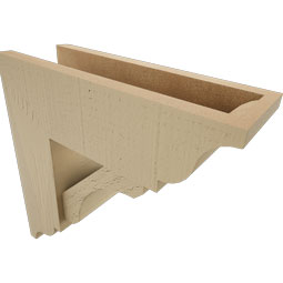 Ekena Millwork - BKTUR0554X16X16LEC01RCPR - Timberthane Faux Wood Legacy Style Bracket w/ Offset Brace, Traditional Ends, 5 1/2"W x 16"D x 16"H, Primed Tan