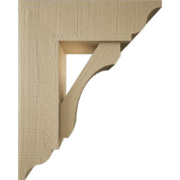 Ekena Millwork - BKTUR0554X16X20LEC01RCPR - Timberthane Faux Wood Legacy Style Bracket w/ Offset Brace, Traditional Ends, 5 1/2"W x 16"D x 20"H, Primed Tan