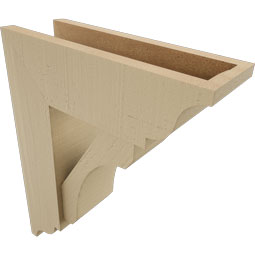 Ekena Millwork - BKTUR0554X16X20LEC01RCPR - Timberthane Faux Wood Legacy Style Bracket w/ Offset Brace, Traditional Ends, 5 1/2"W x 16"D x 20"H, Primed Tan