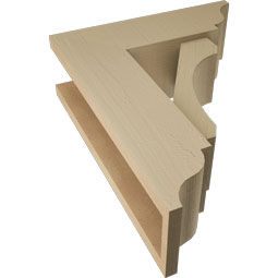 Ekena Millwork - BKTUR0554X16X20LEC01RCPR - Timberthane Faux Wood Legacy Style Bracket w/ Offset Brace, Traditional Ends, 5 1/2"W x 16"D x 20"H, Primed Tan