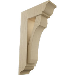Ekena Millwork - BKTUR0554X16X28LEC01RCPR - Timberthane Faux Wood Legacy Style Bracket w/ Offset Brace, Traditional Ends, 5 1/2"W x 16"D x 28"H, Primed Tan