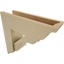 Ekena Millwork - BKTUR0554X18X18LEC01RCPR - Timberthane Faux Wood Legacy Style Bracket w/ Offset Brace, Traditional Ends, 5 1/2"W x 18"D x 18"H, Primed Tan