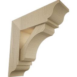 Ekena Millwork - BKTUR0554X18X18LEC01RCPR - Timberthane Faux Wood Legacy Style Bracket w/ Offset Brace, Traditional Ends, 5 1/2"W x 18"D x 18"H, Primed Tan